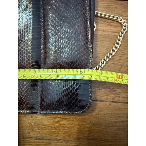 Vintage Snakeskin Clutch Purse Gold Chain Evening Bag